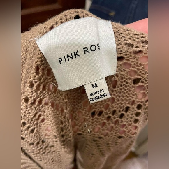 Pink Rose Tan Open-Front Cardigan Sweater - Picture 5 of 5